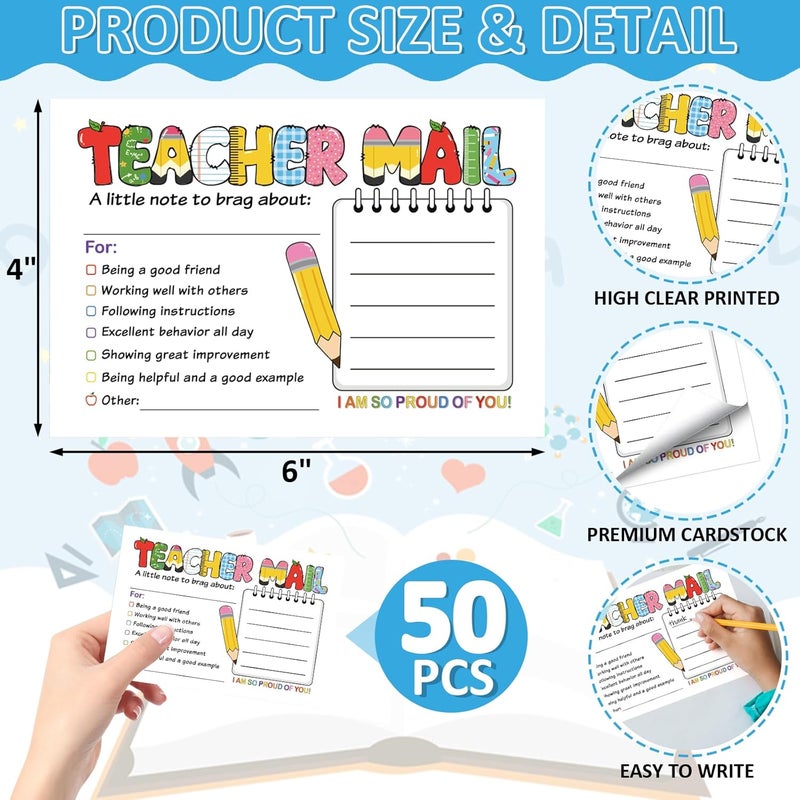 COCHIE Teacher Mail Notes to Parents Classroom Must Haves, Good Behavior Incentive Motivational Cards to Send Home for Elementary Kindergarten Preschool 1st 2nd Grade Teacher Supplies (Notes) - Image 2